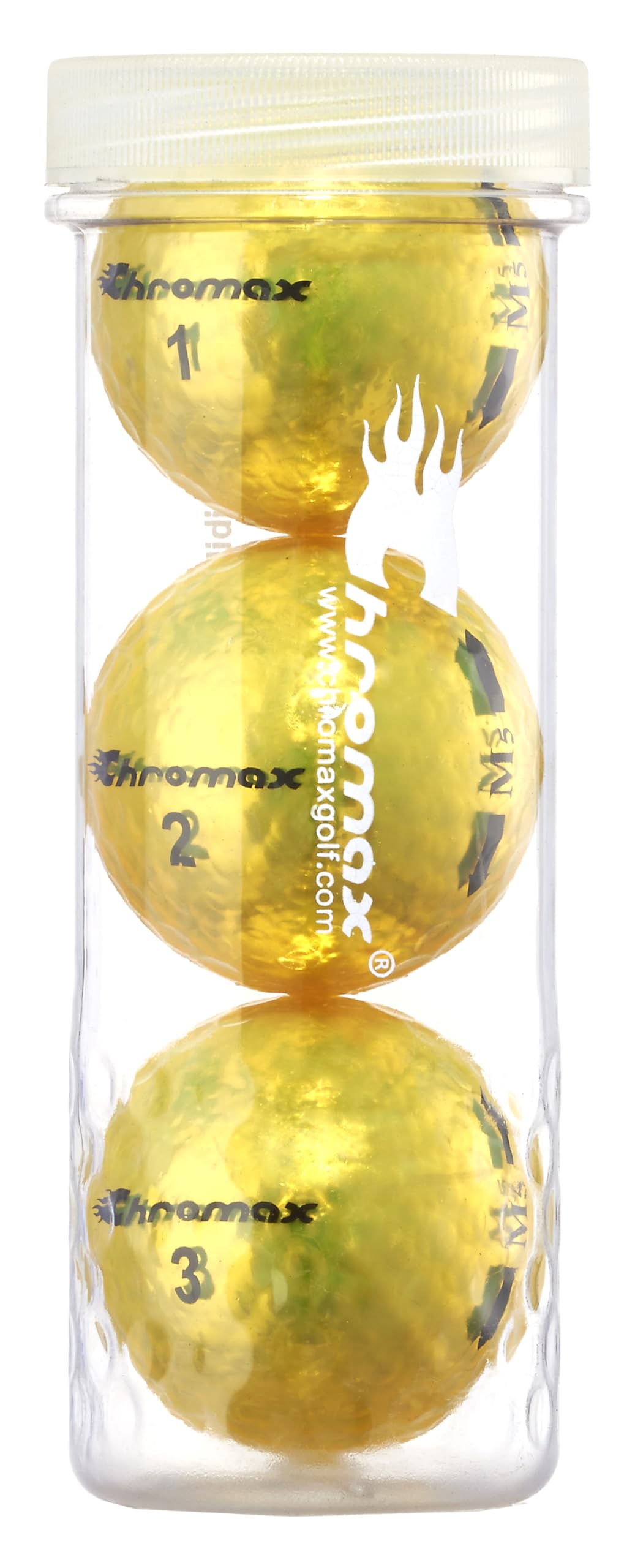 Chromax Metallic M5 Colored Golf Balls (3 Pack Tube), Yellow