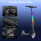 Electric Scooter for Kids, 200W Motor, Smart Display, 3 Safe Speeds (5/8/12 MPH), Colorful Lights, Foldable & Bluetooth, Dual Br
