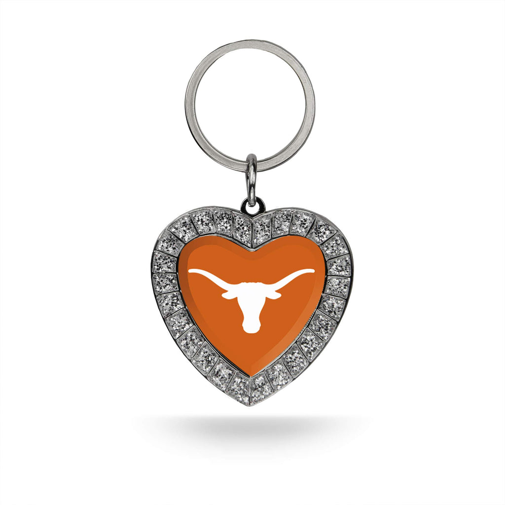 Rico Industries Ncaa Texas Longhorns Metal Rhinestone Heart Keychain