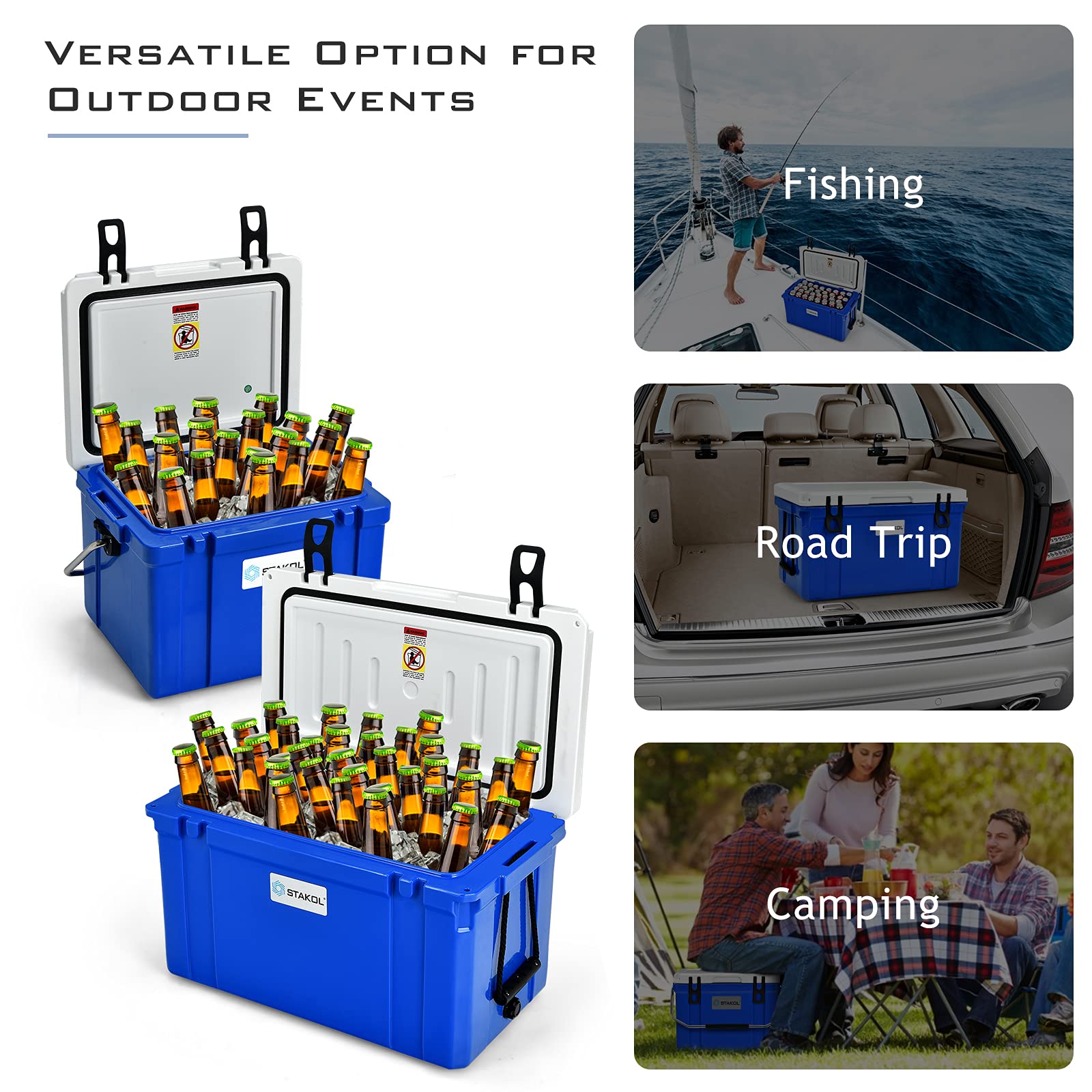 Goplus 58 Quart Camping Cooler, Portable Rotomolded Cooler With 4-Day Ice Retention, Ideal For Outdoor Activities