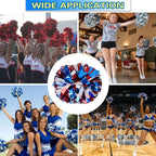 Lovecheer 2Pcs Pom Poms Cheerleading Blue And Red And White Metallic Cheer Pom Poms With Baton Handle For Sports Team Spirit Par