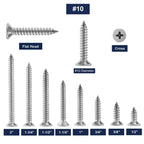 10 X 12 Wood Screw 100Pcs 18-8 (304) Stainless Steel Screws Flat Head Phillips Fast Self Tapping Drywall Screws By Sg Tzh