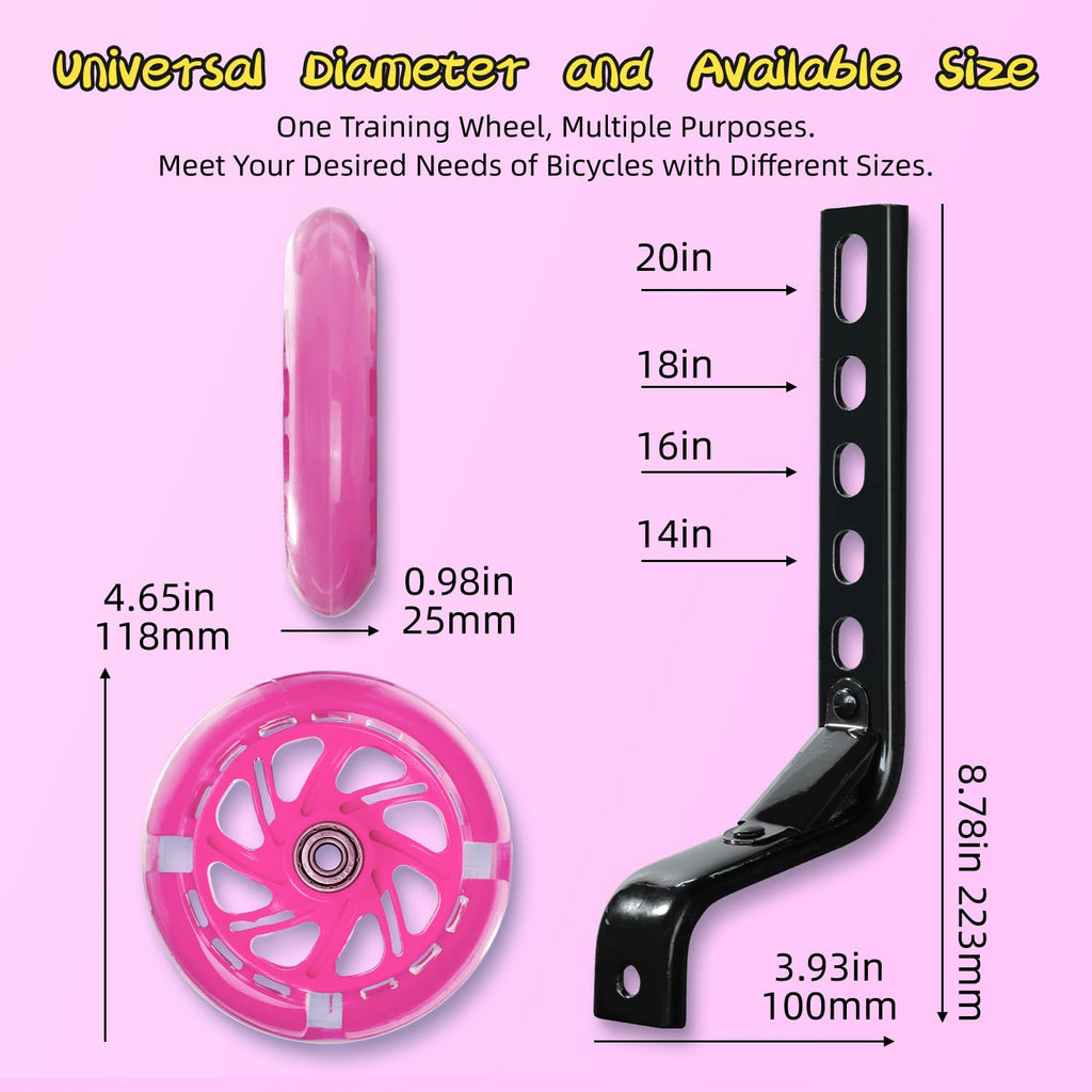 PRUNUS Flash BIKE Training Wheels for 12 14 16 18 20 Inch.Training Wheels for Kids Bike is Heavy Duty.Bicycle Training Wheel is