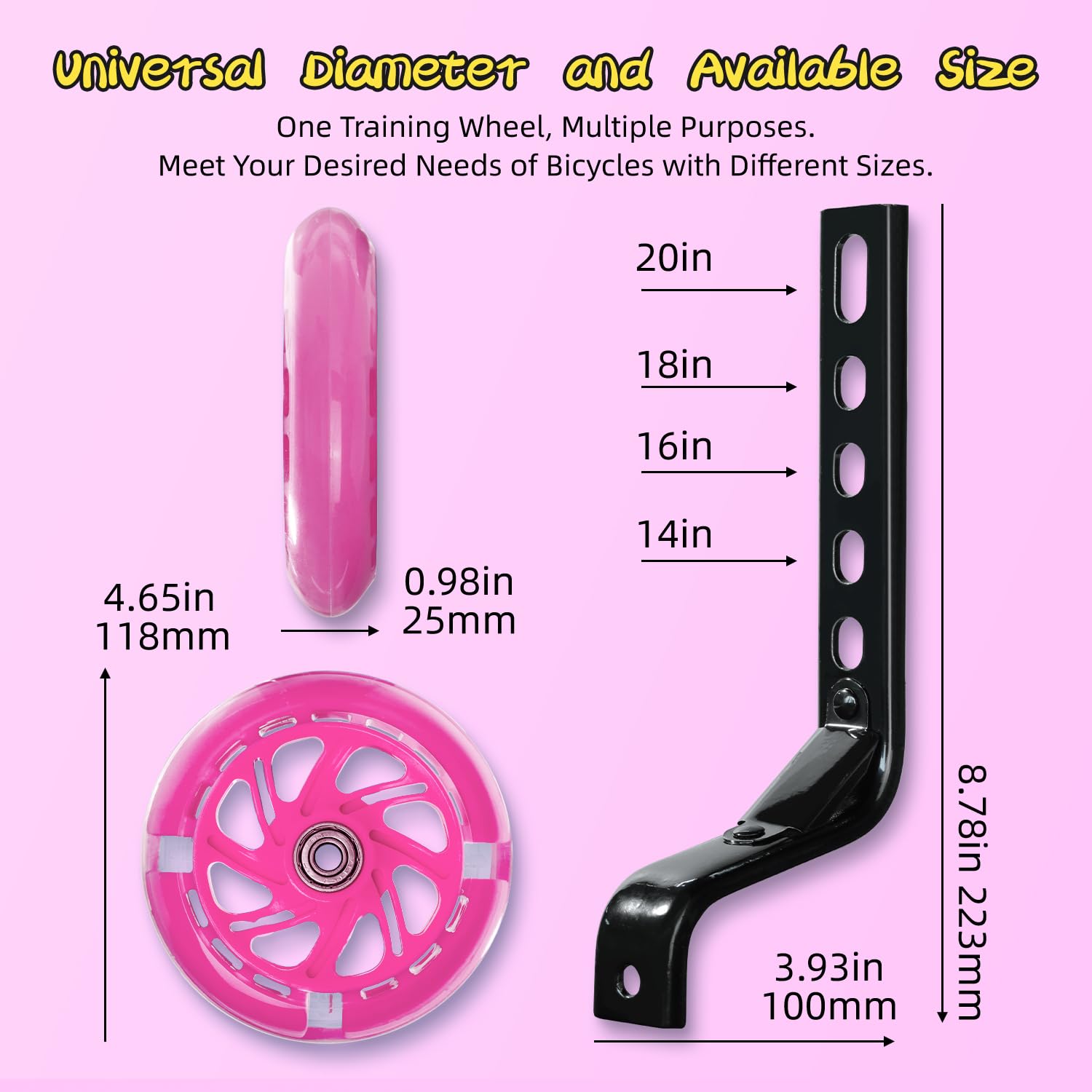 PRUNUS Flash BIKE Training Wheels for 12 14 16 18 20 Inch.Training Wheels for Kids Bike is Heavy Duty.Bicycle Training Wheel is