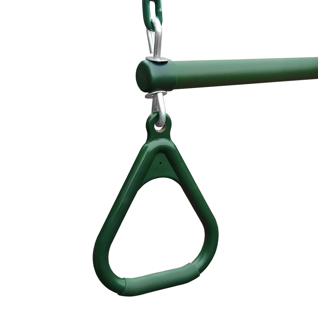 Gorilla Playsets 04-0006-G/G 17'' Trapeze Bar Assembly With Rings - Green Bar, Rings, 36.5'' Plastisol Coated Chains