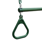 Gorilla Playsets 04-0006-G/G 17'' Trapeze Bar Assembly With Rings - Green Bar, Rings, 36.5'' Plastisol Coated Chains