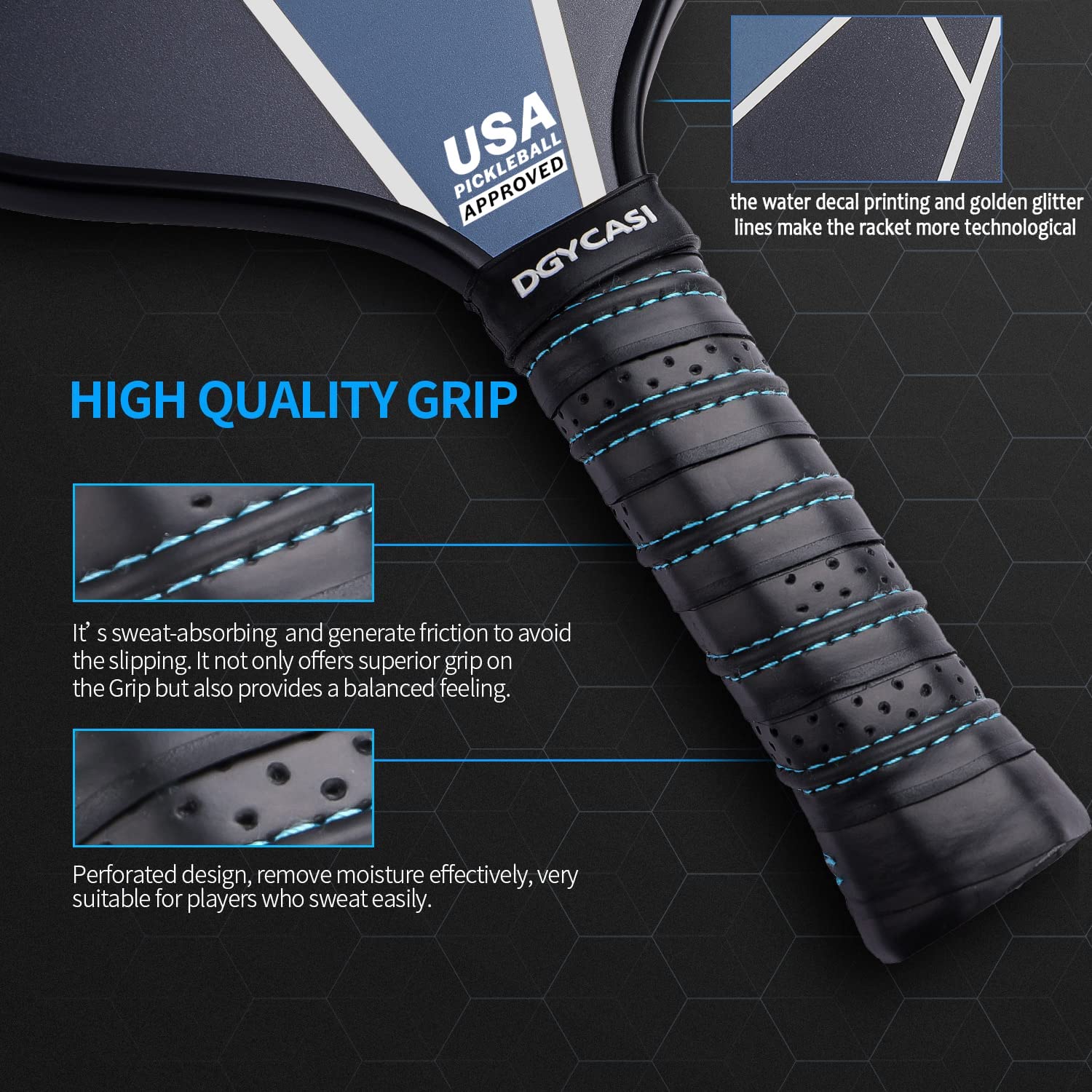 Yc Dgycasi Graphite Pickleball Paddles Set Of 2, 2023 Usapa Approved, Carbon Fiber Surface (Chs), Polypropylene Honeycomb Core,