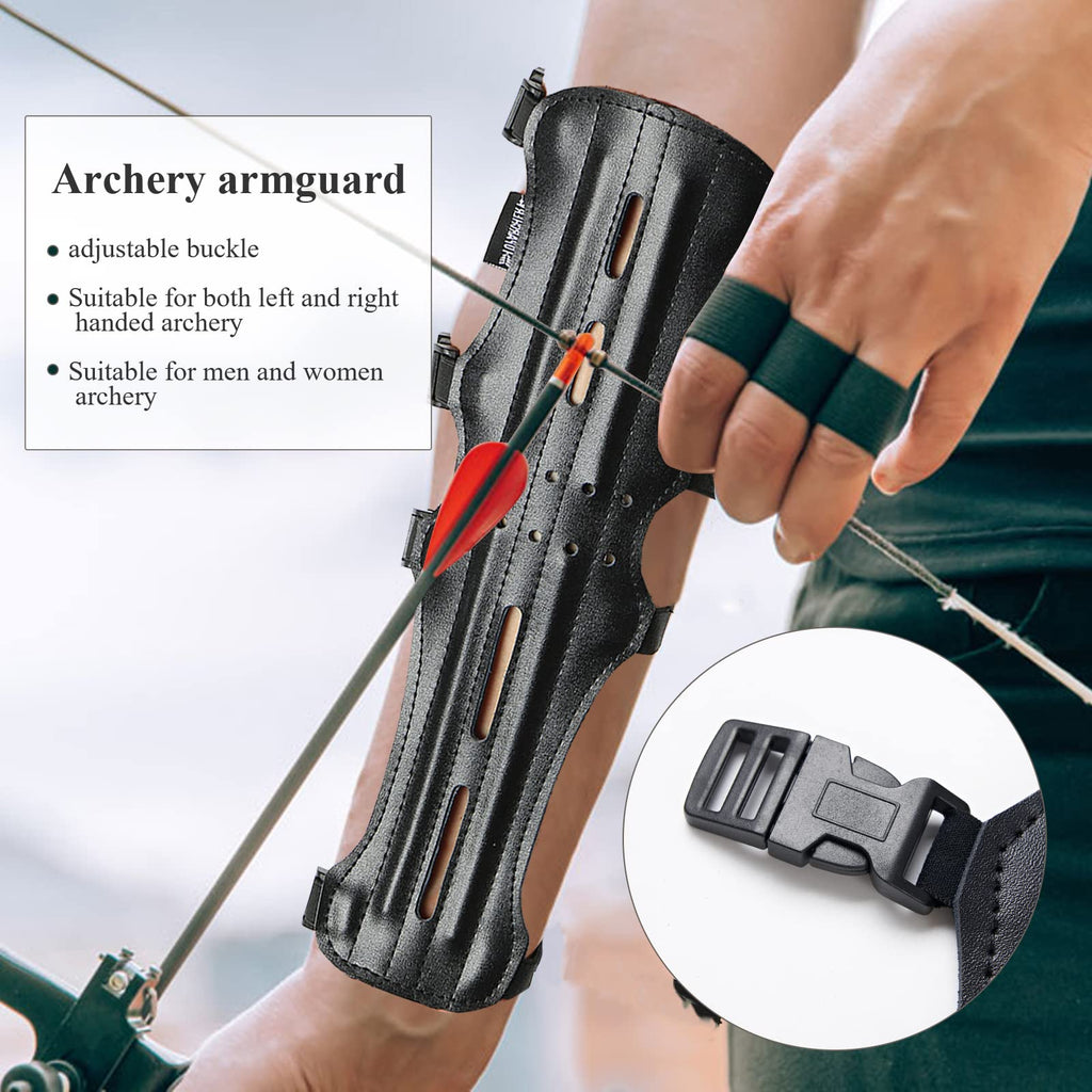 Toparchery 12'' Ultra Light Weight Leather Arm Guard Adjustable 4 Strap For Archery 1Pk