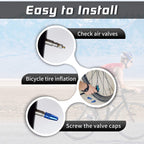 Bike Presta Valve Caps Blue Aluminum Anodized, Fully Thread Air Dust Valve Stem Covers For Bike, Used On Presta/French Valves Ti