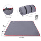 Redcamp Large Waterproof Stadium Blanket For Cold Weather, Soft Warm Fleece Camping Blanket Windproof For Outdoor Sports, Blue/R