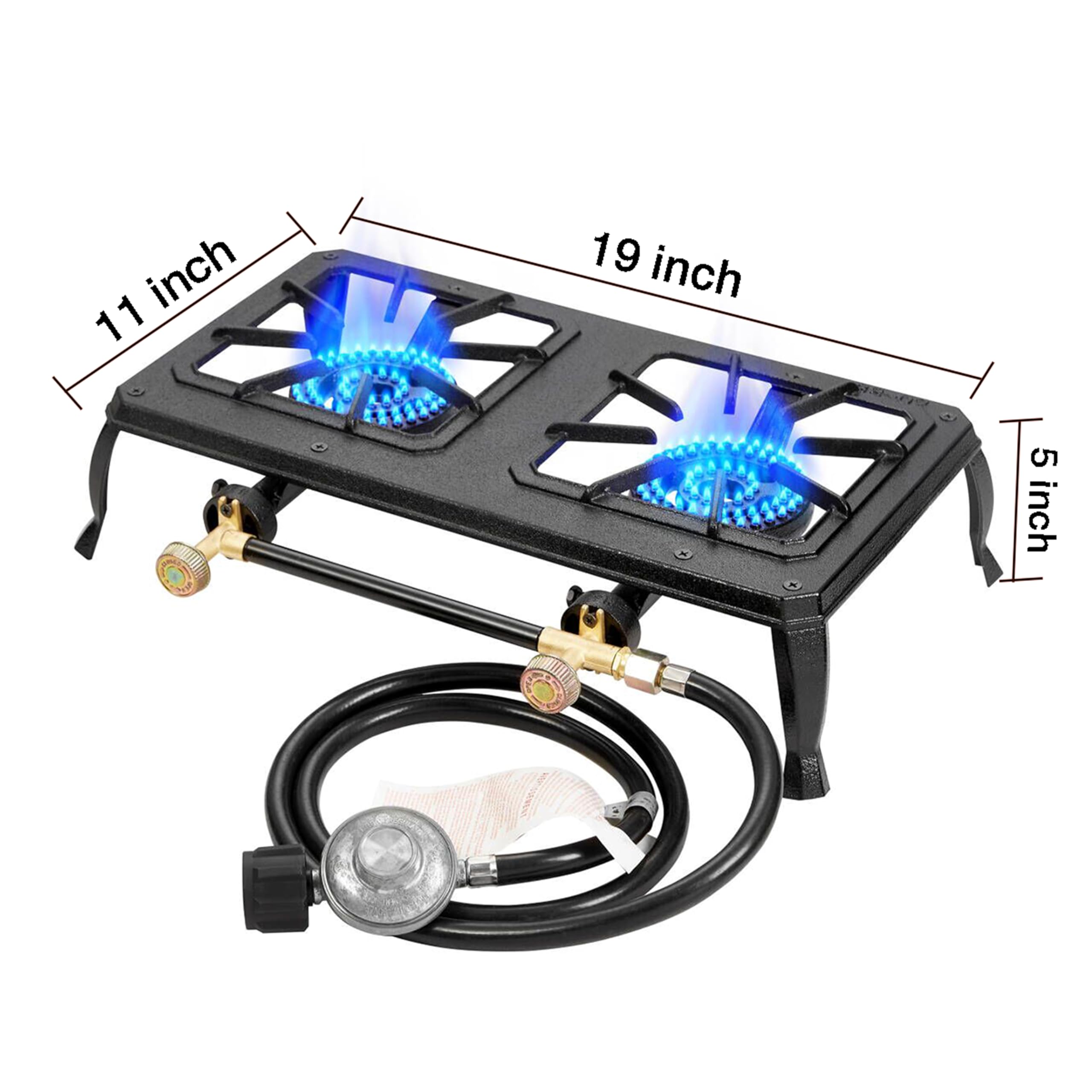 Vivicreate Cast Iron Propane Gas Stove Double Burner Heavy Duty Portable Removable Outdoor Cooker 200Lb Support High Heat For Ca