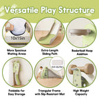 Indoor Toddler Slide for Kids, 3 in 1, Kid Play Climber Playset, Foldiable for Toddlers with Basketball Hoops and Ball, Baby Sli