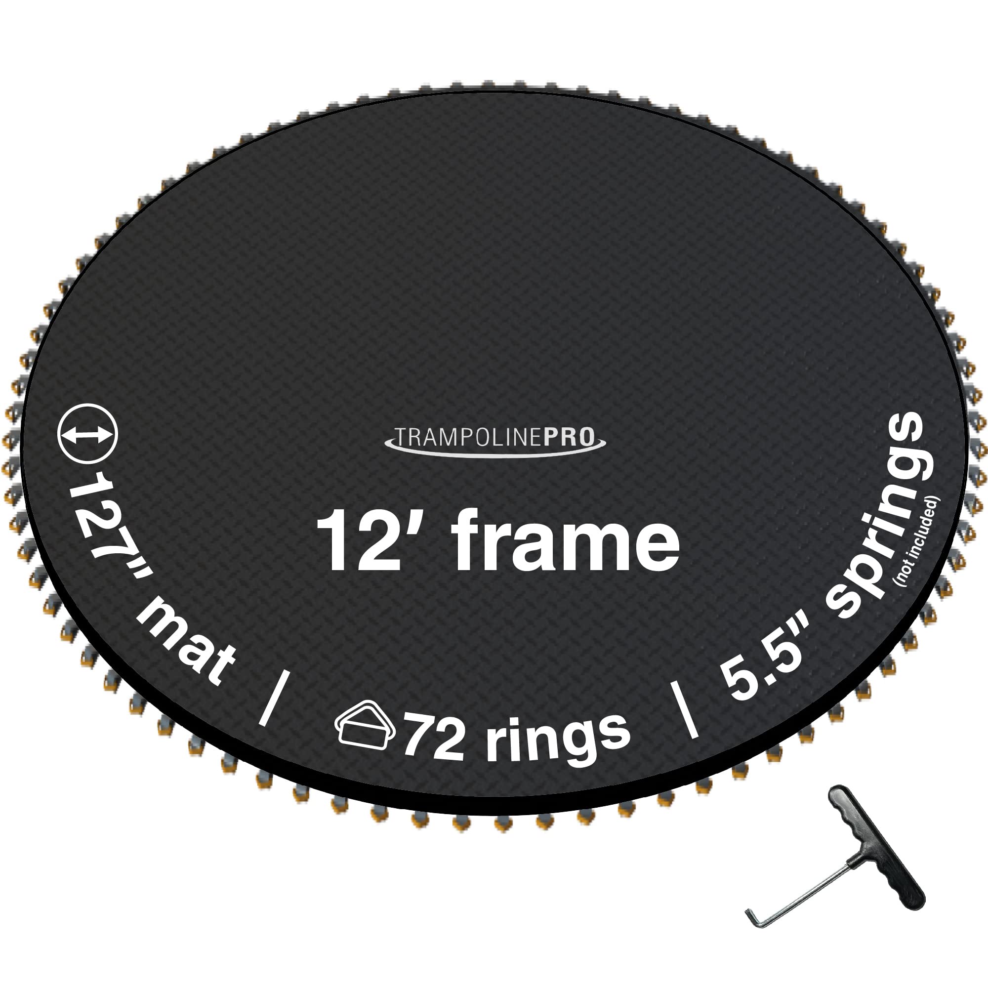 Trampoline Pro Replacement Trampoline Mat 12Ft Round Frame, For 72 Springs, 5.5'' Spring Length, Fits All Same Size Brands, Mat 