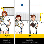 A11N 14Ft Badminton Pickleball Net - Height Adjustable For Junior Tennis, Soccer Tennis & Kids Volleyball - Portable For Indoor