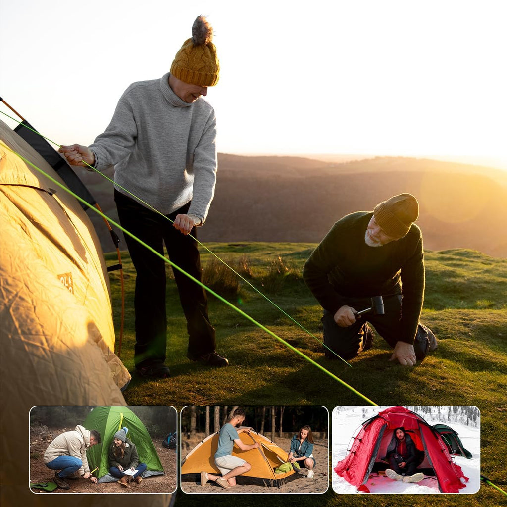 Keovoker 12 Pack Tent Stakes, 7-Inch Ultralight Aluminum Ground Pegs With Reflective Pull Ropes, Tri-Beam Stake In A Carrying Ba