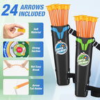 HYES 2 Pack Kids Bow and Arrow, LED Light Up Archery Set with 24 Suction Cup Arrows, Indoor Outdoor Sport Dinosaur Toys Gifts fo