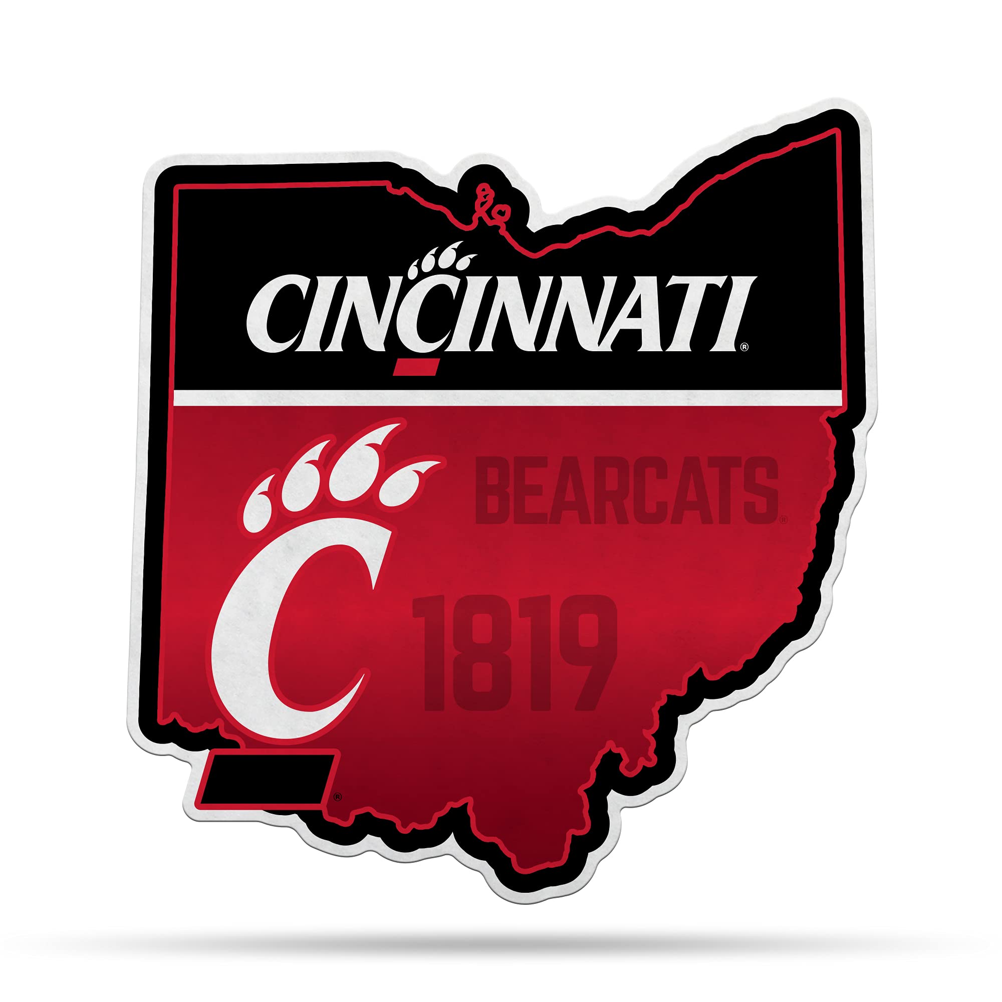 Rico Industries Ncaa Cincinnati Bearcats State Shape Shape Cut Pennant - Home And Living Room D  Cor - Soft Felt Ez To Hang