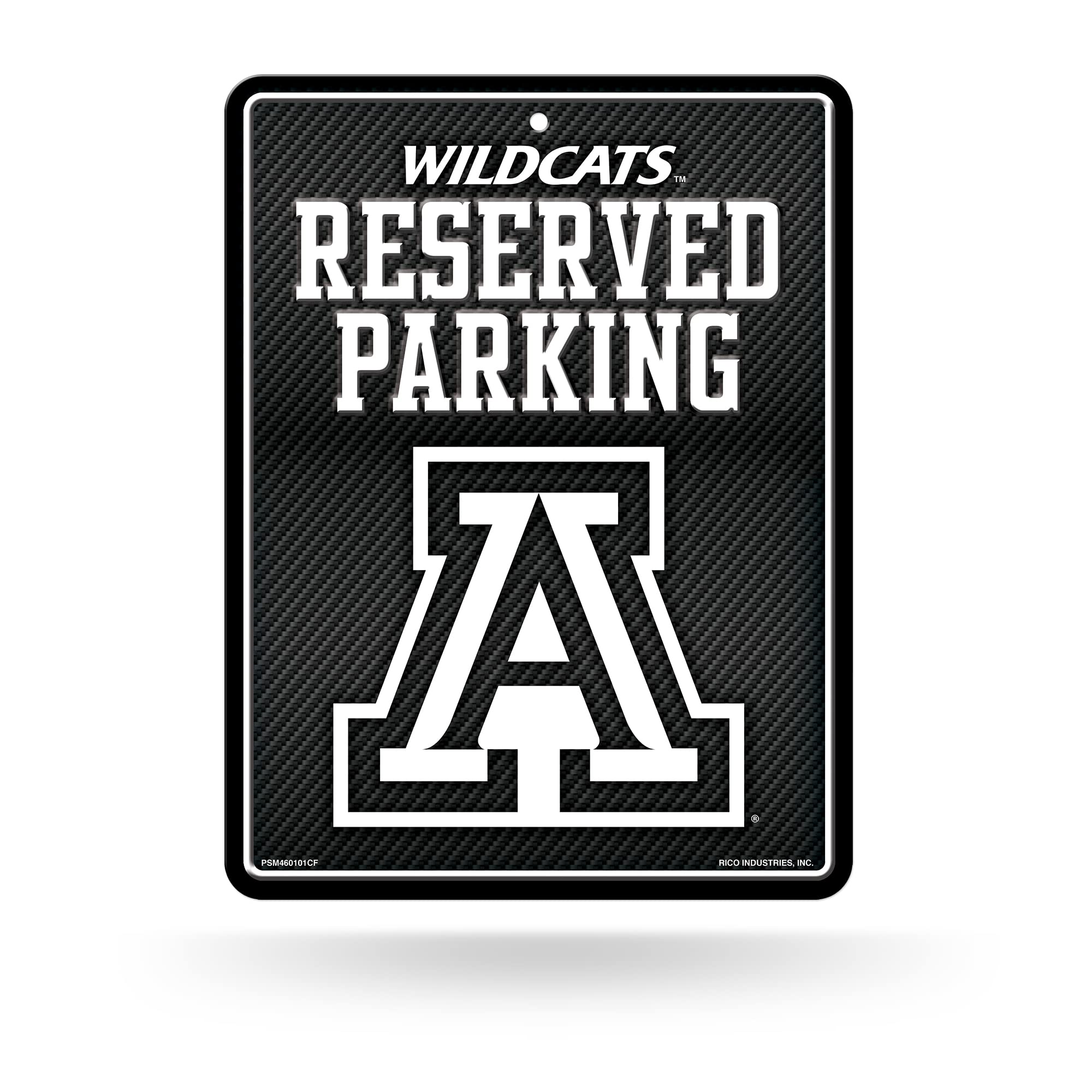 Rico Industries NCAA Arizona Wildcats Metal Parking Sign 8.5 x 11 Carbon Fiber Metal Parking Sign - Great for Man Cave, Bed Room