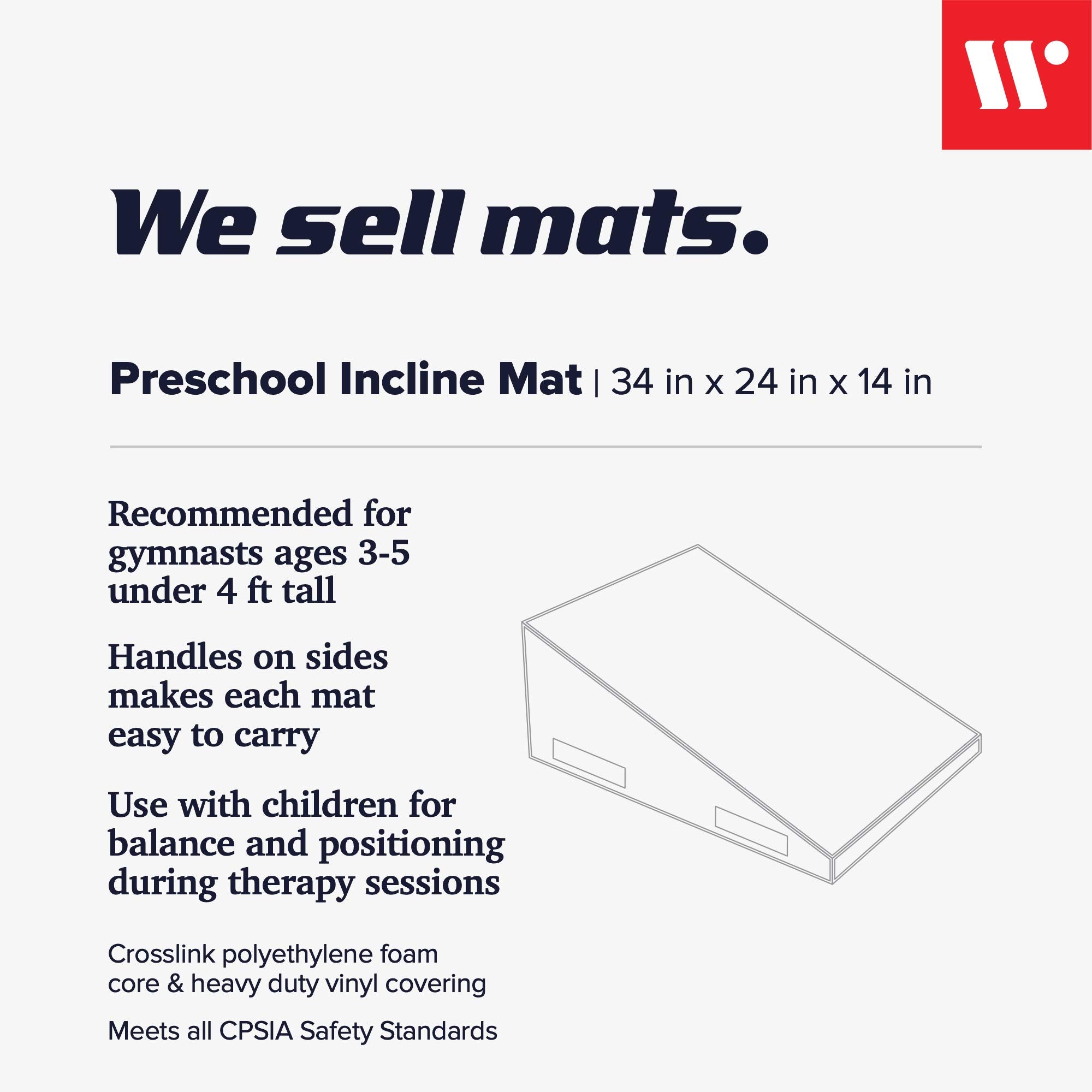 We Sell Mats Preschool Gymnastics Incline Mat, Cheese Wedge Skill Shape, Tumbling Mat For Gymnastics Training, Cheerleading And