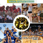 Lovecheer 2Pcs Pom Poms Cheerleading Gold And Black Metallic Cheer Pom Poms With Baton Handle For Sports Team Spirit Party Cheer