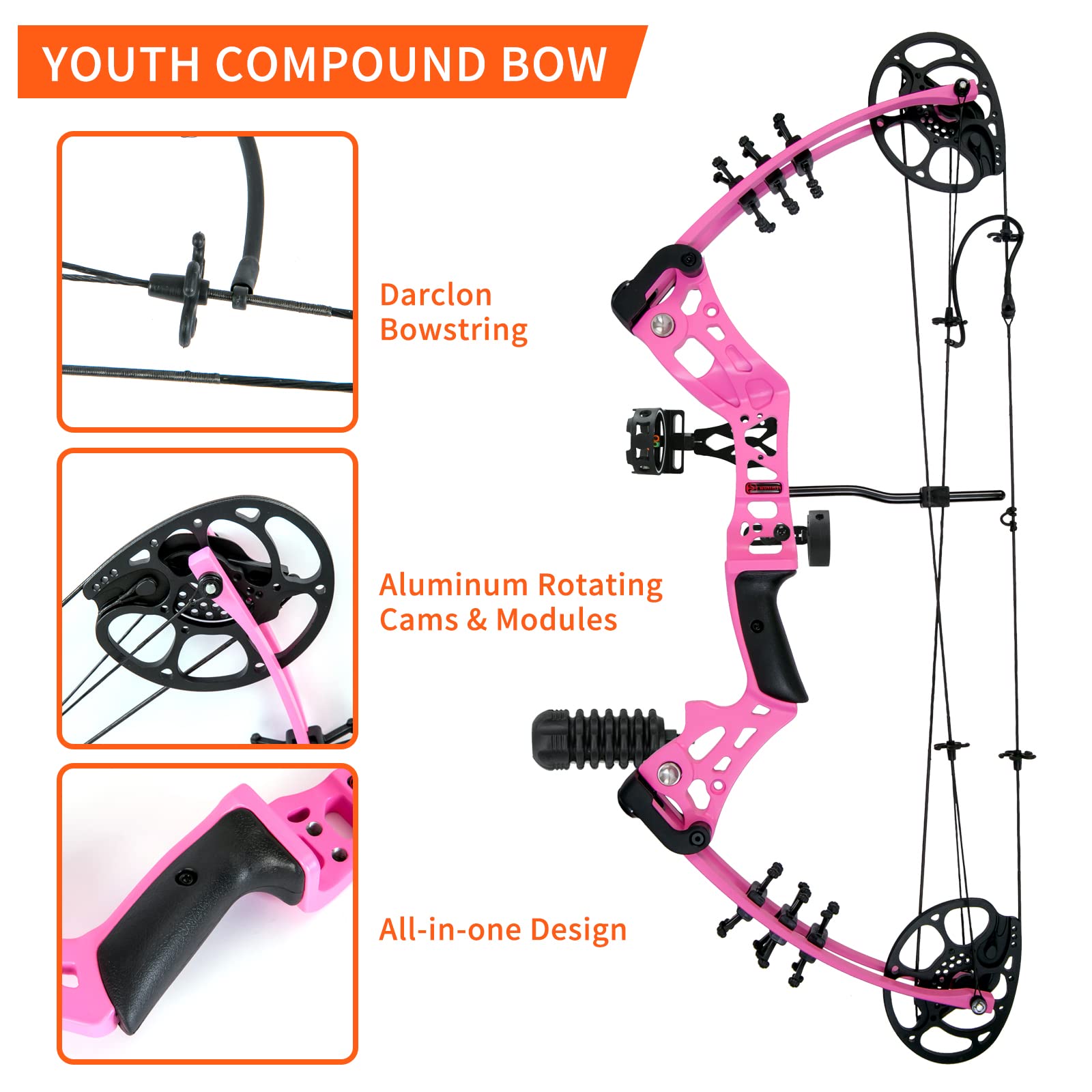 Akchoer Compound Bow And Arrow Kit Youth Bow And Arrow Set, 15-45 Lbs Draw Weight, 18-29 Draw Length, Right Handed Bow For Begin