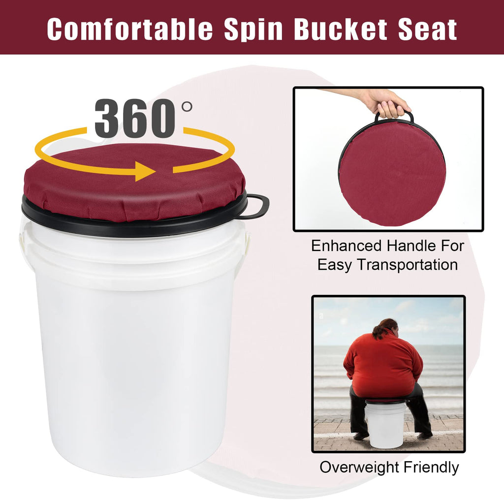 Foxtune 360-Degree Swivel Bucket Seat, 5 Gallon Bucket Lid, Spin Bucket Seat Cushion, Silent, Comfortable, Water-Resistant, For
