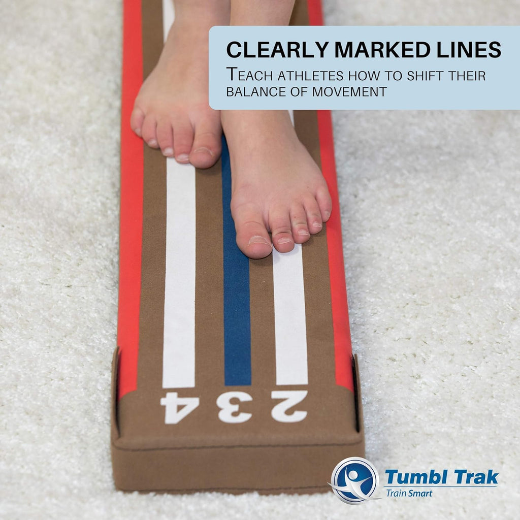 Tumbl Trak 8 Ft Laser Beam With Solid Wood Core, Low Gymnastics Balance Beam For Home