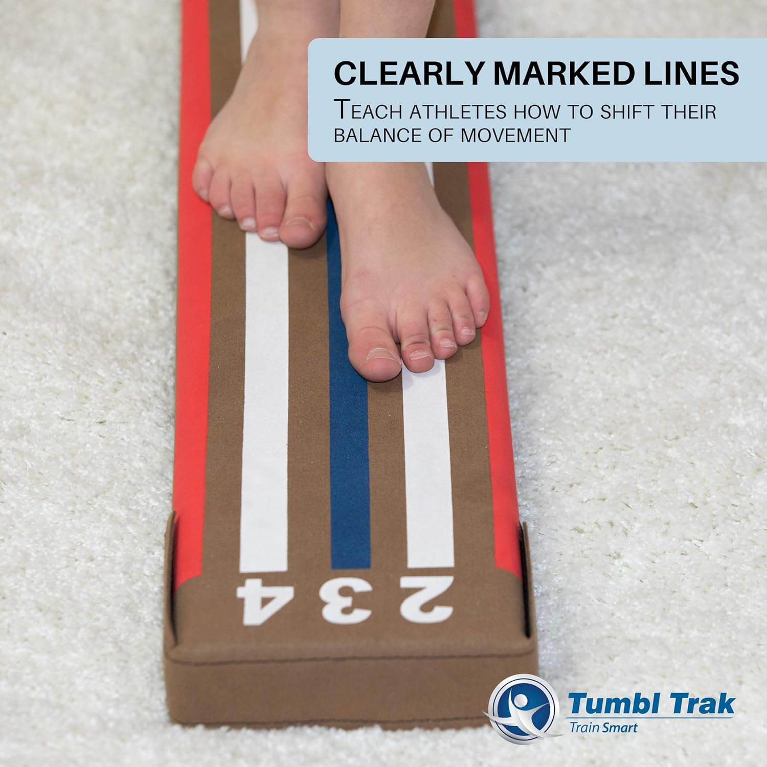 Tumbl Trak 8 Ft Laser Beam With Solid Wood Core, Low Gymnastics Balance Beam For Home