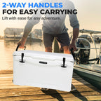 Serenelife 50 Quart Portable Cooler Box - Lightweight Heavy-Duty Travel Ice Cooler With 2-Way Handles, Drain - 5 Days Ice Retent