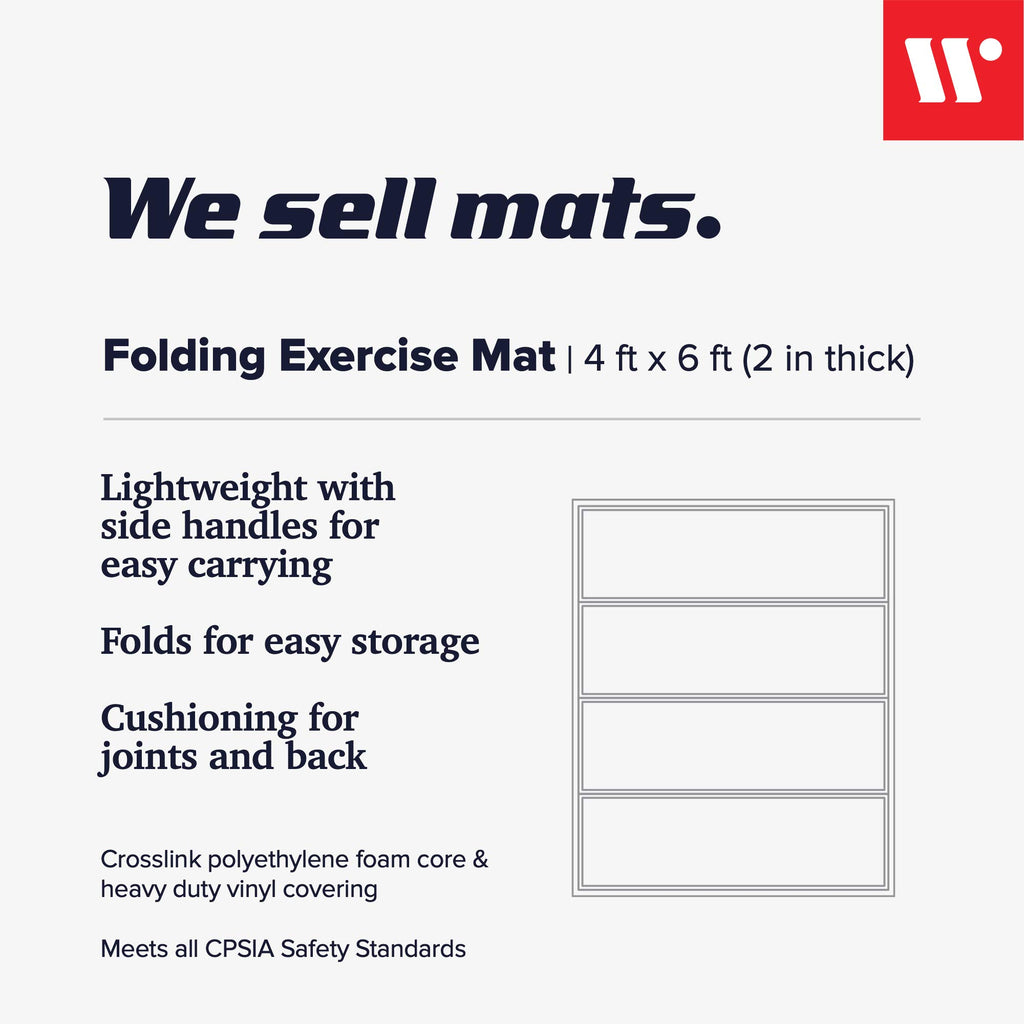 We Sell Mats - 4 Ft X 6 Ft X 2 In Personal Fitness & Exercise Mat For Home Workout - Lightweight And Folds For Carrying - All Pu