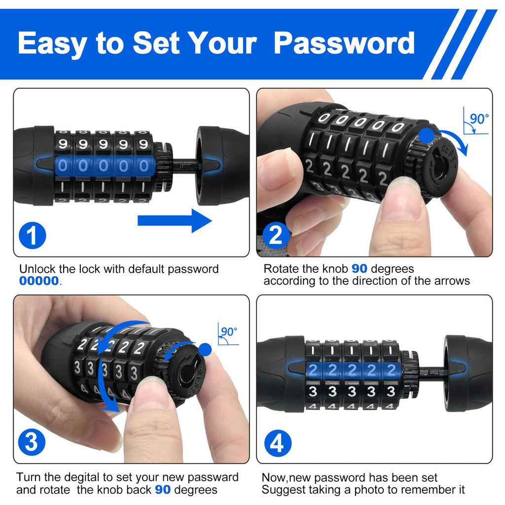 Ndakter Bike Chain Lock, 5-Digit Combination Anti-Theft Bicycle Lock, 427 Feet Long Security Resettable Bike Lock Heavy Duty For