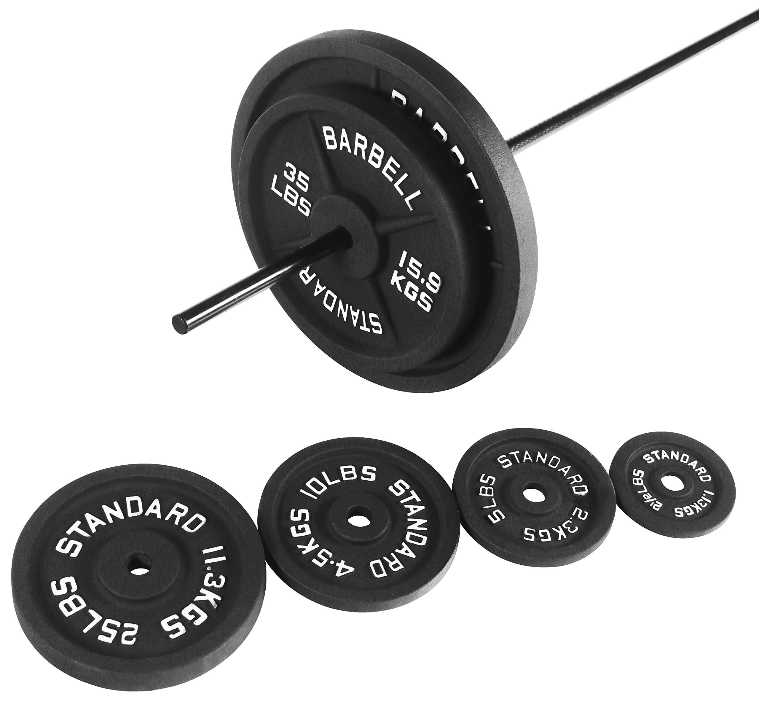 Fitvids Cast Iron Plate Weight Plate For Strength Training And Weightlifting, 1-Inch Center (Standard), 10Lb (Set Of 2)