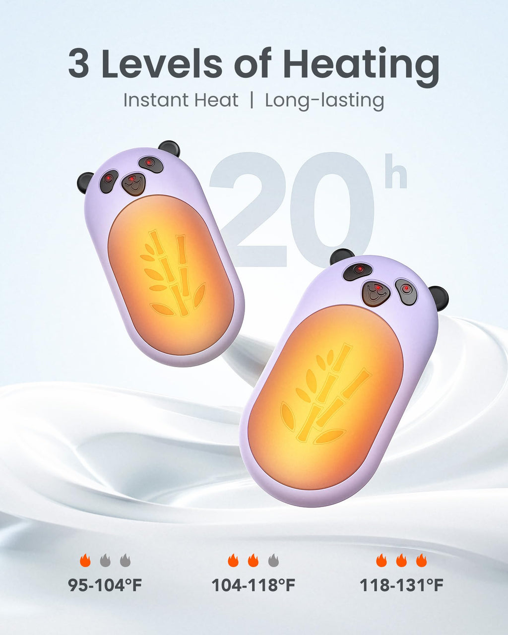Hand Warmers Rechargeable 2 Pack, 6000Mah Electric Hand Warmer Reusable, 20Hrs Long Heating, Portable Pocket Heater Handwarmer F