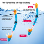 Kids Snorkeling Gear Dry Snorkel Hhao Sport Kids Snorkel Set Junior Anti Fog 180       Panoramic View, Swim Goggles With Nose Co
