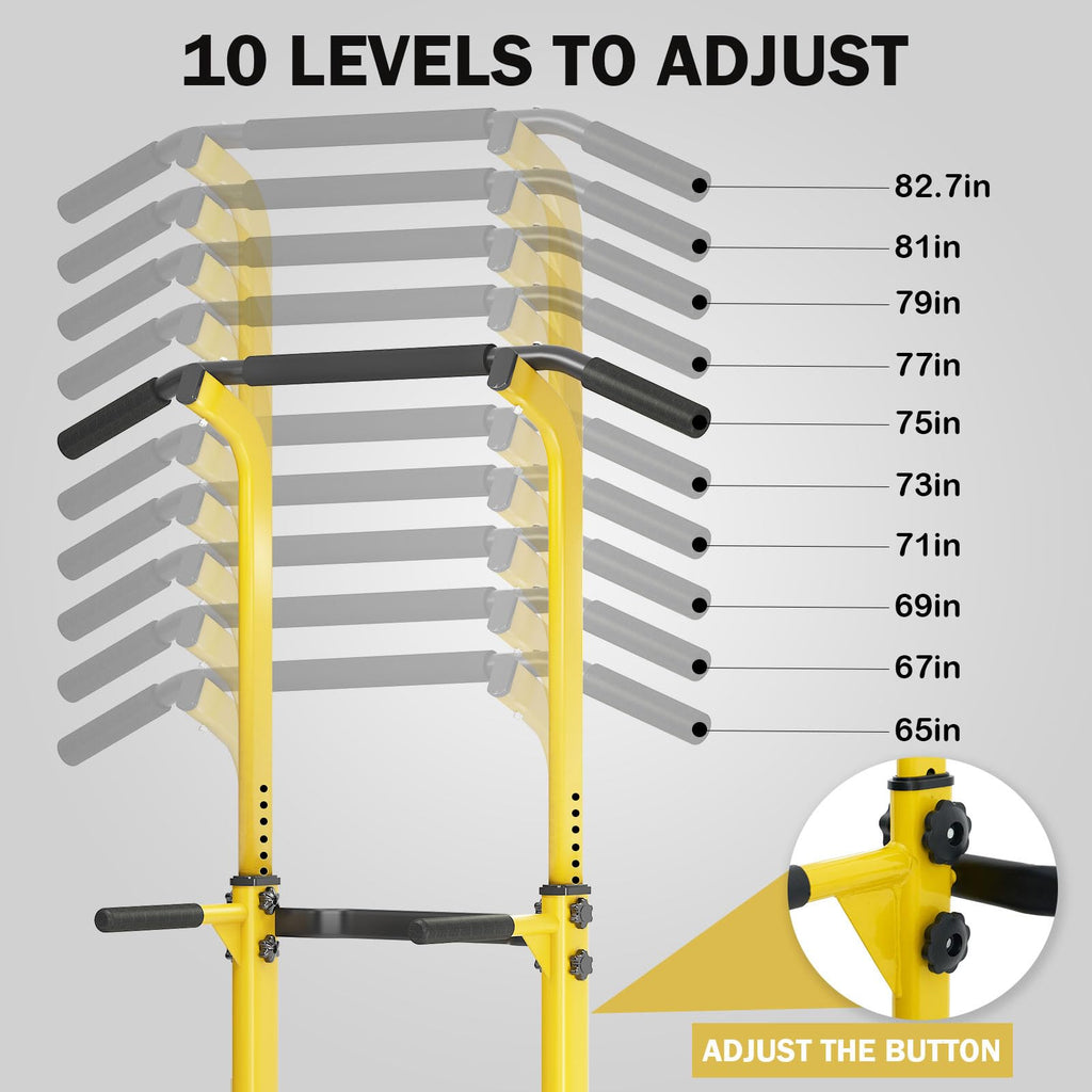 Sogespower Power Tower Dip Station Pull Up Bar For Home Gym Adjustable Height Strength Training Workout Equipment,Yellow