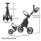 Caddytek Caddylite 115 V3 3 Wheel Golf Push Cart - Superlite Deluxe, Lightweight, Easy To Fold Caddy Cart Pushcart, Black