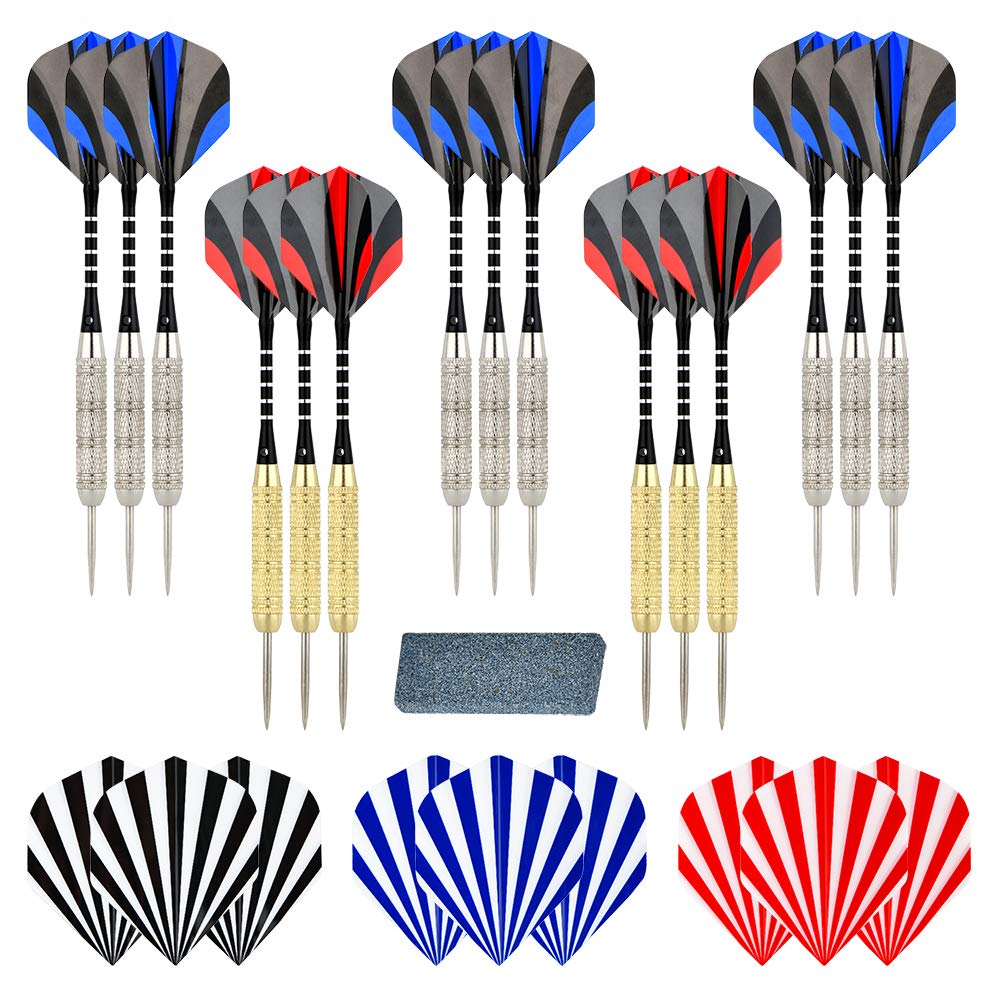 Linkvisions Steel Tip Darts Set, 18 Grams, 15 Pack Steel Barrels