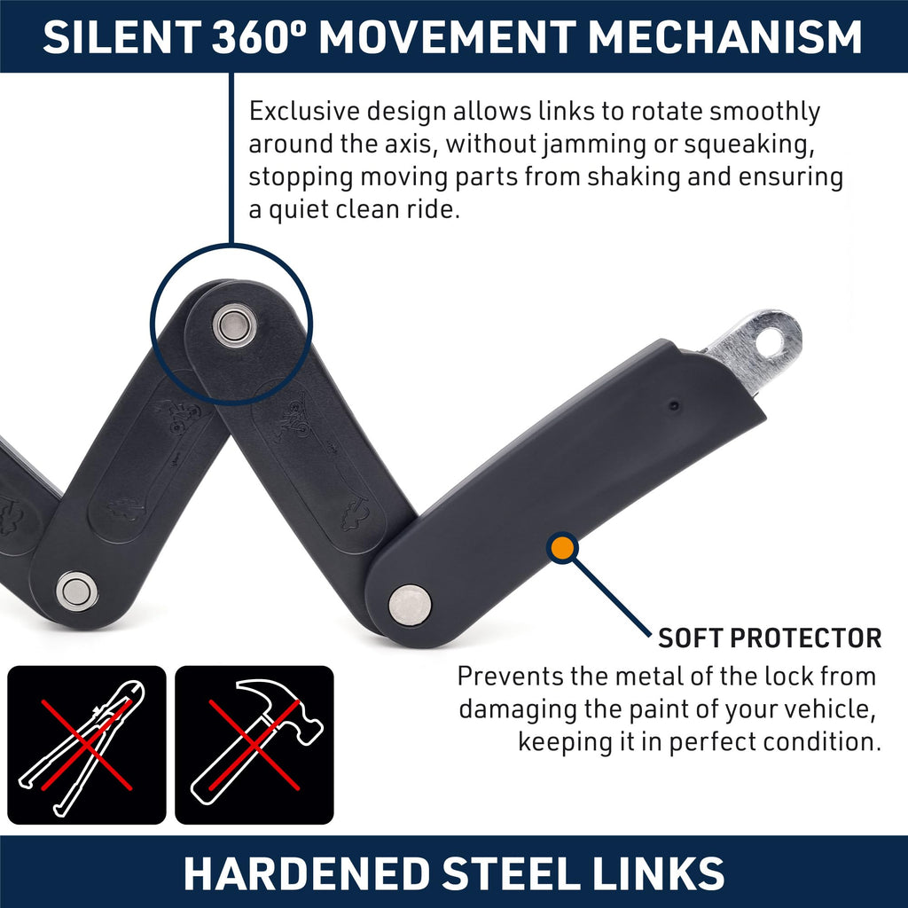 Urban Ur469Y Folding Bike Lock, Security Fold Chain Heavy Duty Electric Scooter Lock Bicycle Easy Mounting With Bracket, Scooter