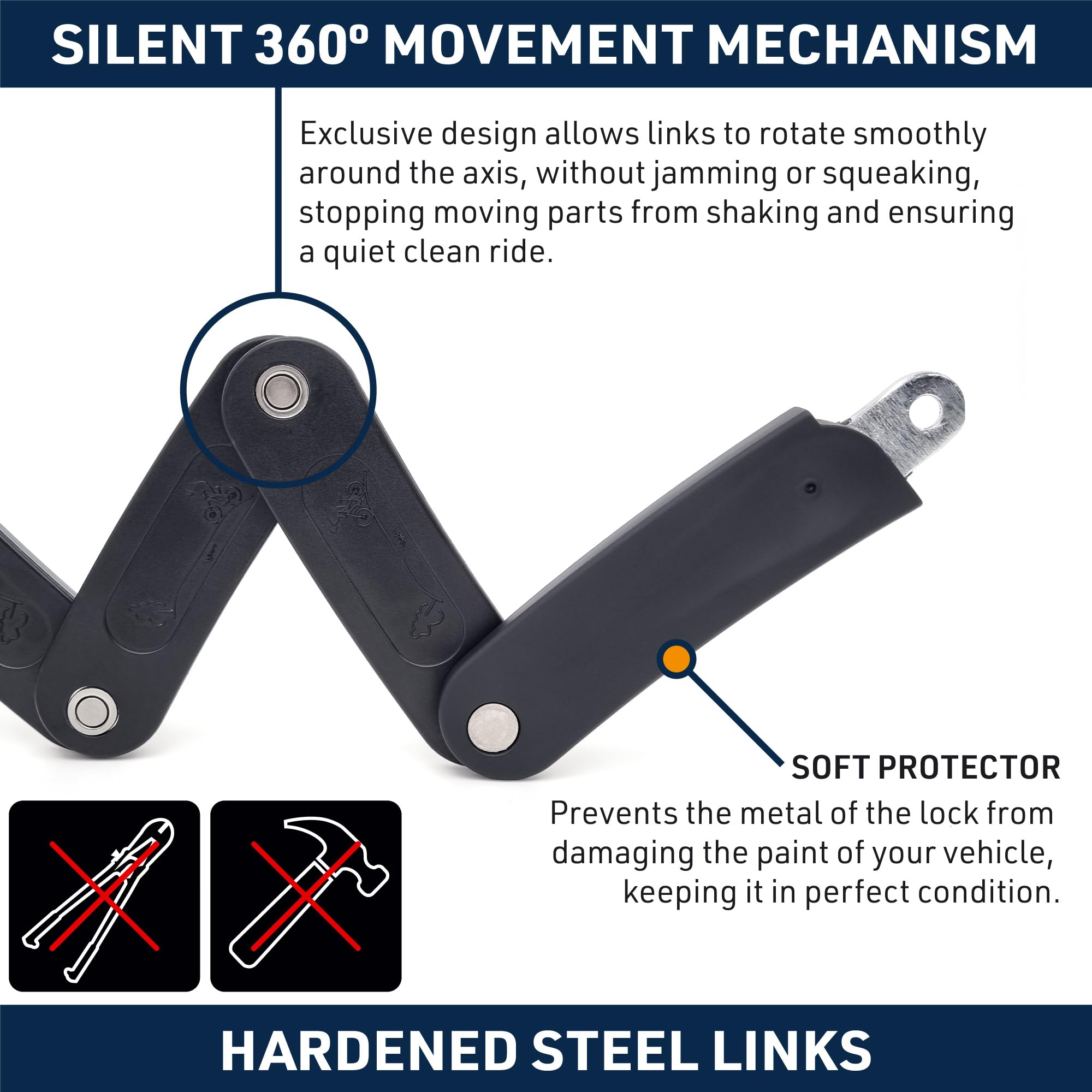 Urban Ur469Y Folding Bike Lock, Security Fold Chain Heavy Duty Electric Scooter Lock Bicycle Easy Mounting With Bracket, Scooter