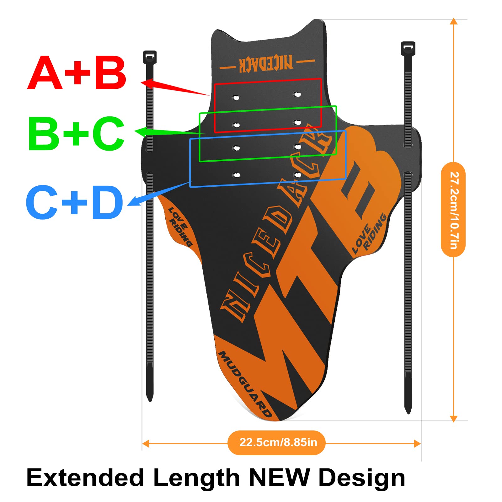 Nicedack Mudguards Mountain Bike, 2 Pieces Mudguard Fit 20-29 Inch Mtb Mudguard Front And Rear Compatible Bicycle Splash Guard (