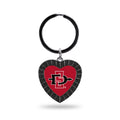 Rico Industries Ncaa San Diego State Aztecs Ncaa Rhinestone Heart Colored Keychain, Black, 3-Inches In Length