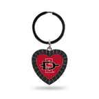 Rico Industries Ncaa San Diego State Aztecs Ncaa Rhinestone Heart Colored Keychain, Black, 3-Inches In Length