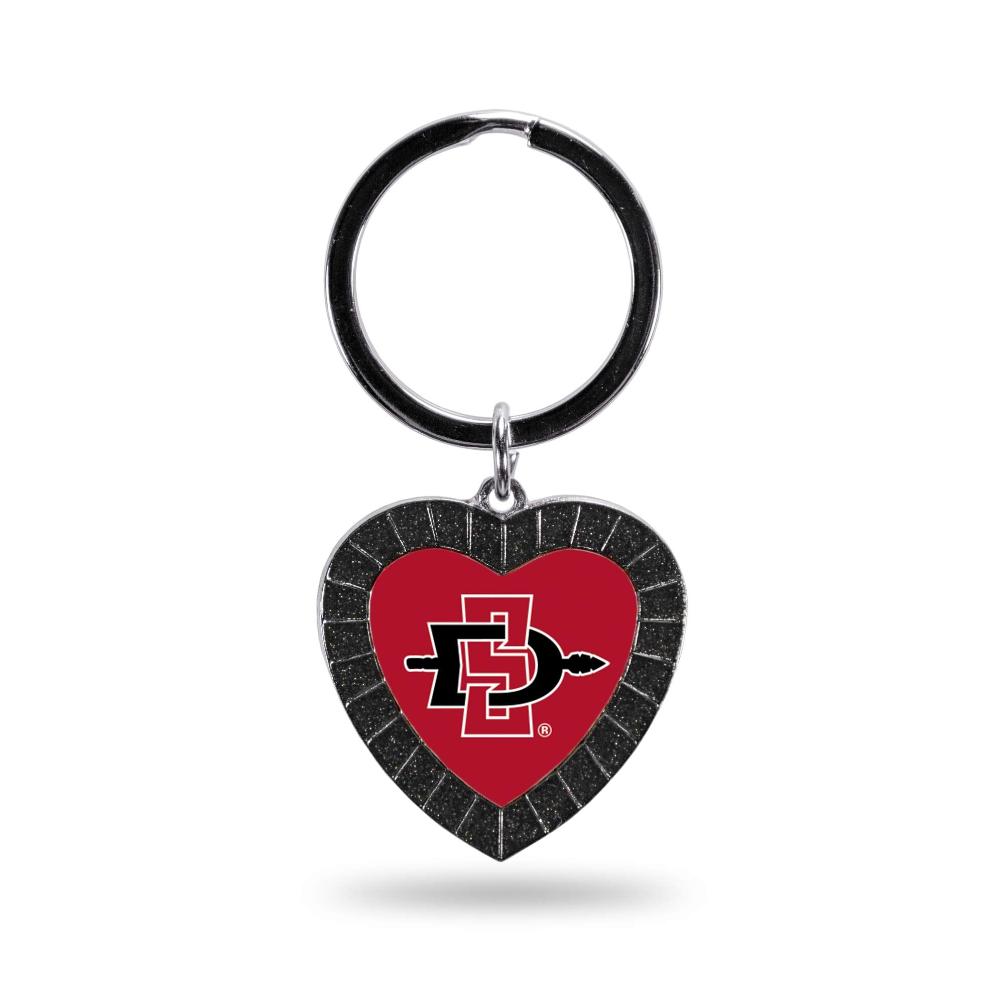 Rico Industries Ncaa San Diego State Aztecs Ncaa Rhinestone Heart Colored Keychain, Black, 3-Inches In Length