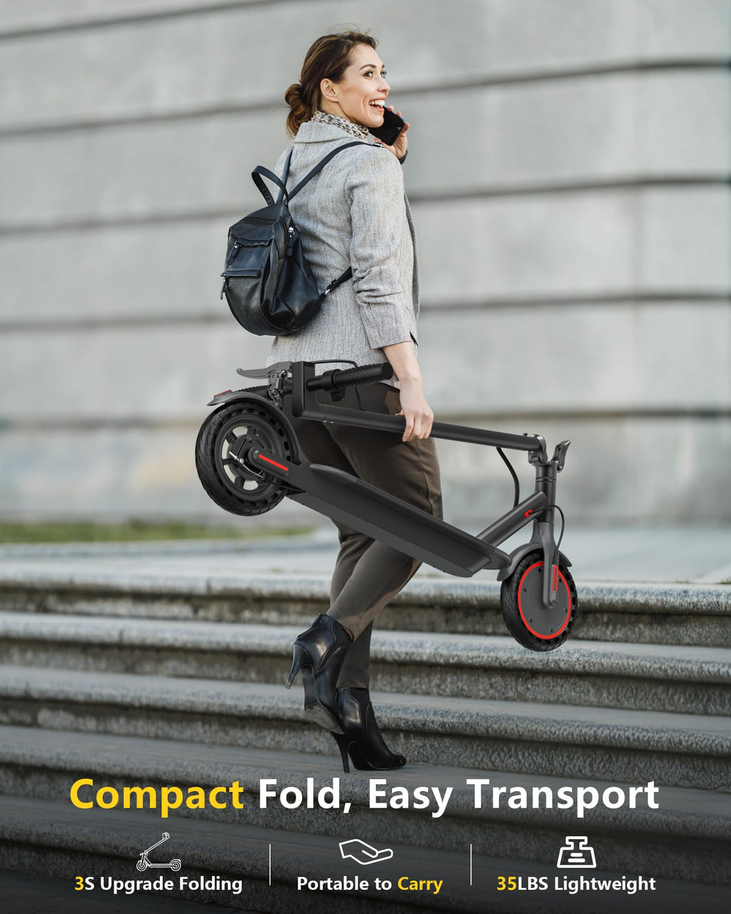 Electric Scooter, 8.5 /10 /14 Tire, 16/19/22 Mph Top Speed, 12/22/27/28/49 Miles Long Range, Folding Escooter for Adults and Tee