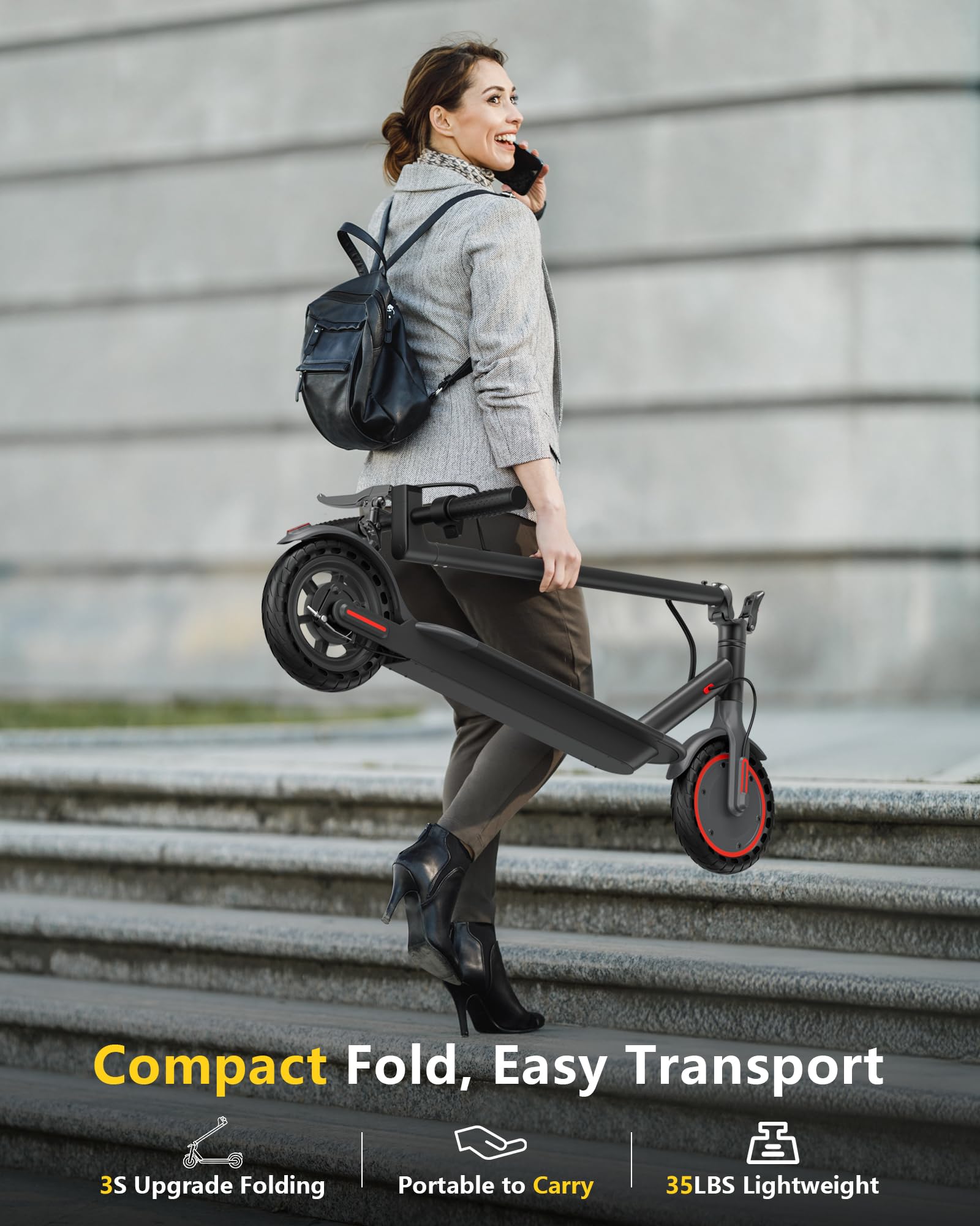 Electric Scooter, 8.5 /10 /14 Tire, 16/19/22 Mph Top Speed, 12/22/27/28/49 Miles Long Range, Folding Escooter for Adults and Tee