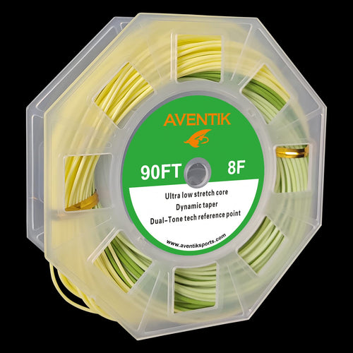 Aventik Weight Forward Fly Fishing Line Floating Trout Percerption Line Ultra Low Core 2Pcs Welded Loops (Light Green+Dark Green