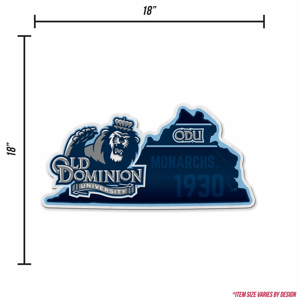 Rico Industries Ncaa Old Dominion Monarchs State Shape Shape Cut Pennant - Home And Living Room D  Cor - Soft Felt Ez To Hang