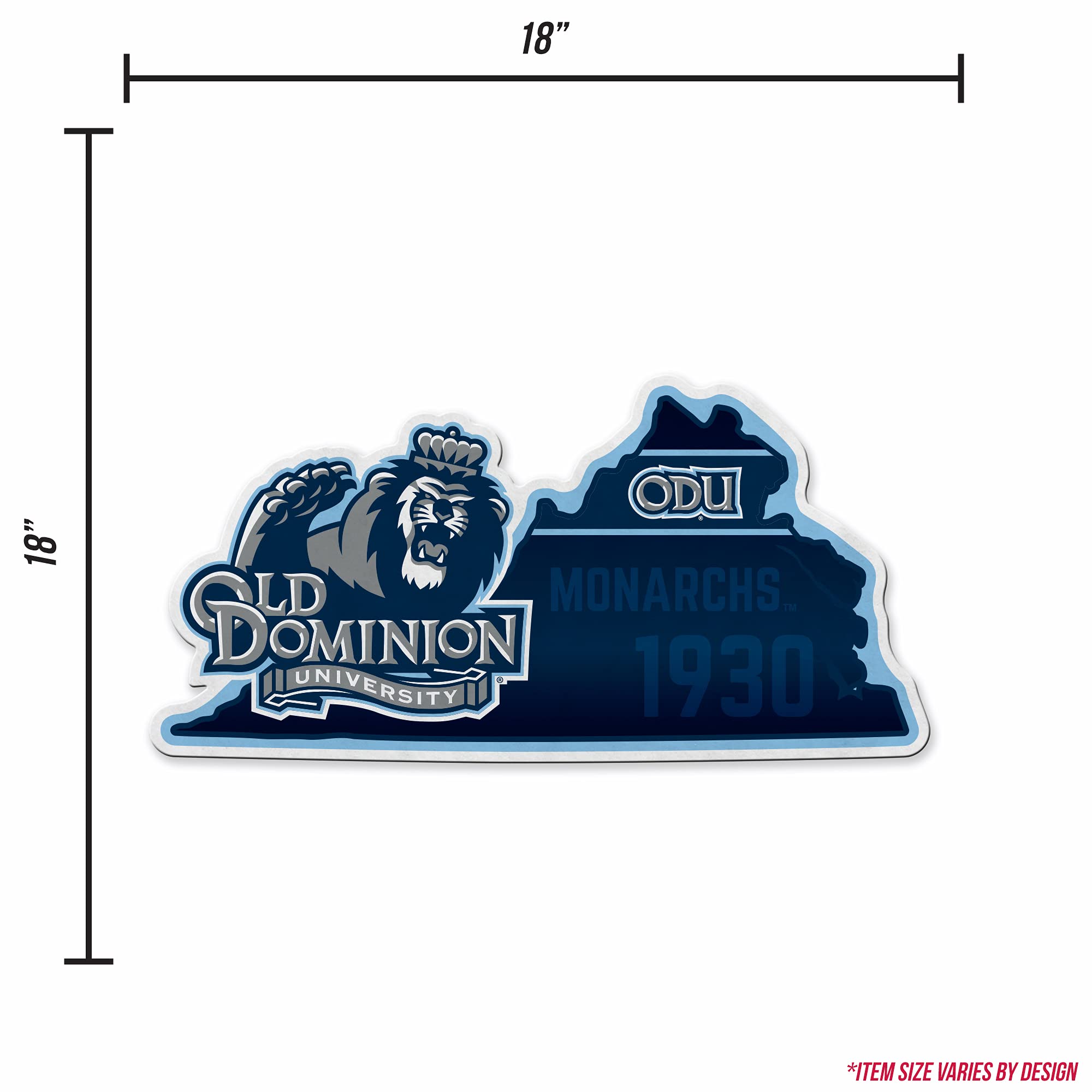 Rico Industries Ncaa Old Dominion Monarchs State Shape Shape Cut Pennant - Home And Living Room D  Cor - Soft Felt Ez To Hang