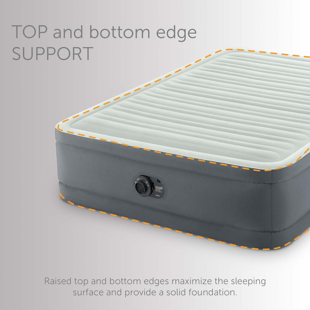 Intex Premaire I Fiber-Tech Elevated Dura Beam Technology Home Air Mattress Bed With Electric Built-In Pump, Full