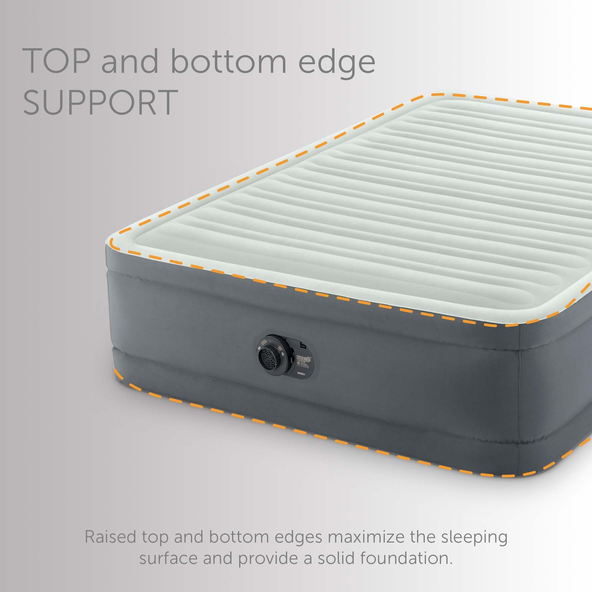 Intex Premaire I Fiber-Tech Elevated Dura Beam Technology Home Air Mattress Bed With Electric Built-In Pump, Full
